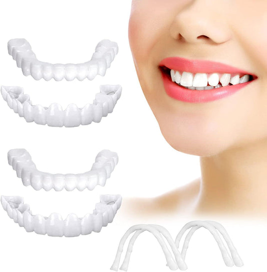 Fake Teeth, 4PCS Temporary Fake Teeth for Women and Men, Nature and Comfortable Veneers to Regain Confident Smile HJ01 - Rice Husky xidental