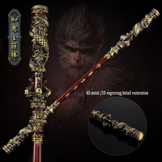 Monkey King Staff,Black Myth: Sun Wukong Game Weapon Ruyi Golden Cudgel,Copper Cloud Rod Alloy and Weapons Furnishings,Pilgrimage to The West-Eripheral Game Model,Desk Decoration Pendant Gift